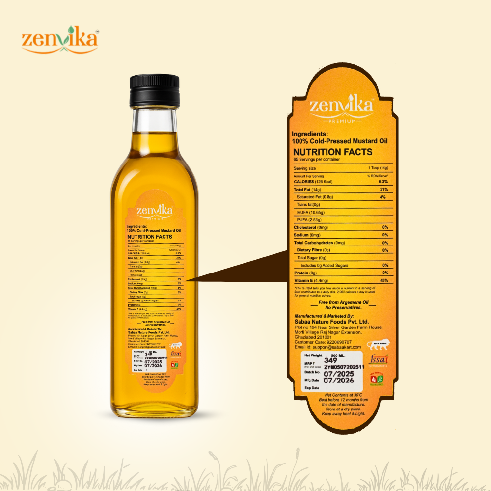 1 Ltrs Cold-Pressed Yellow Mustard Oil