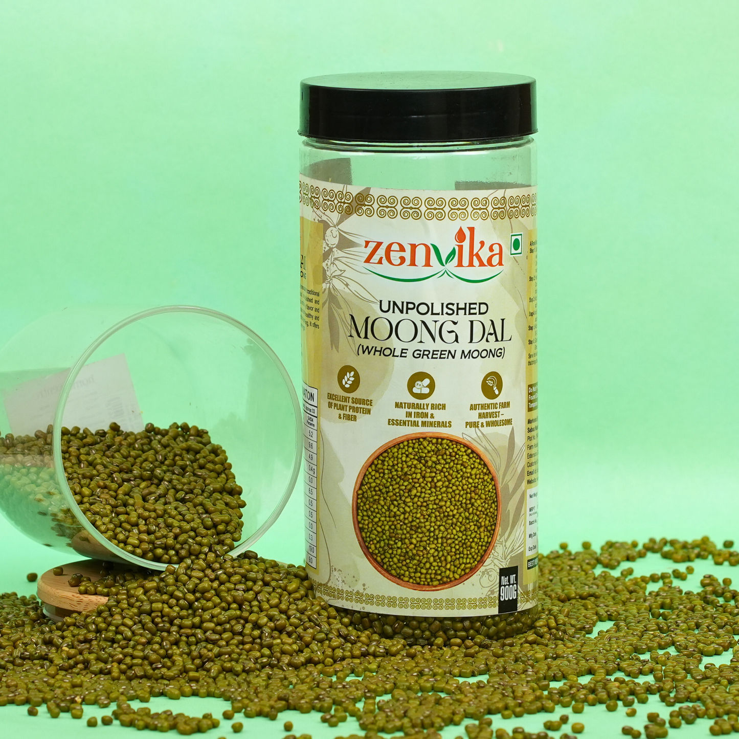 Unpolished Whole Moong Dal-900 gm