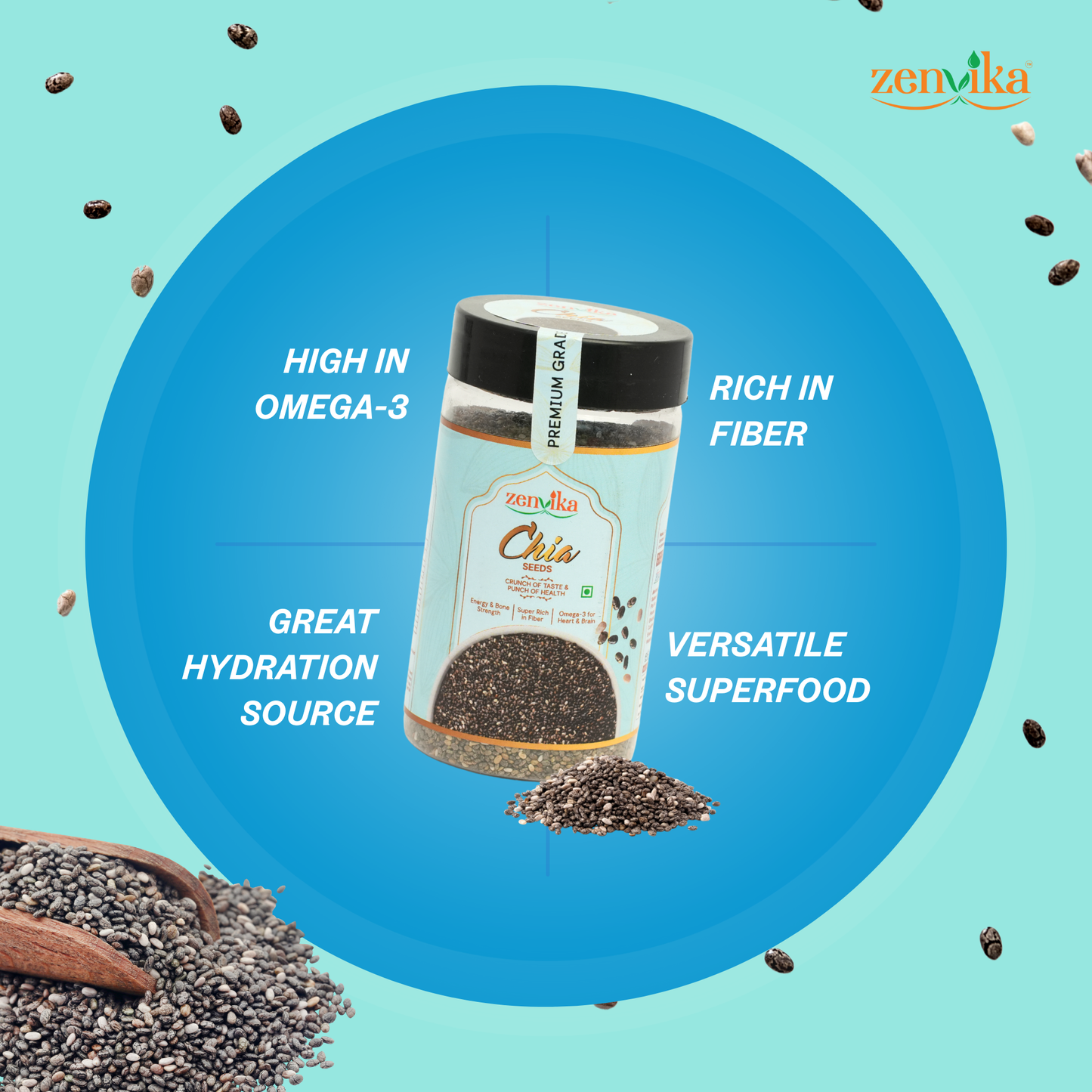 Premium Chia Seeds 100 Gm