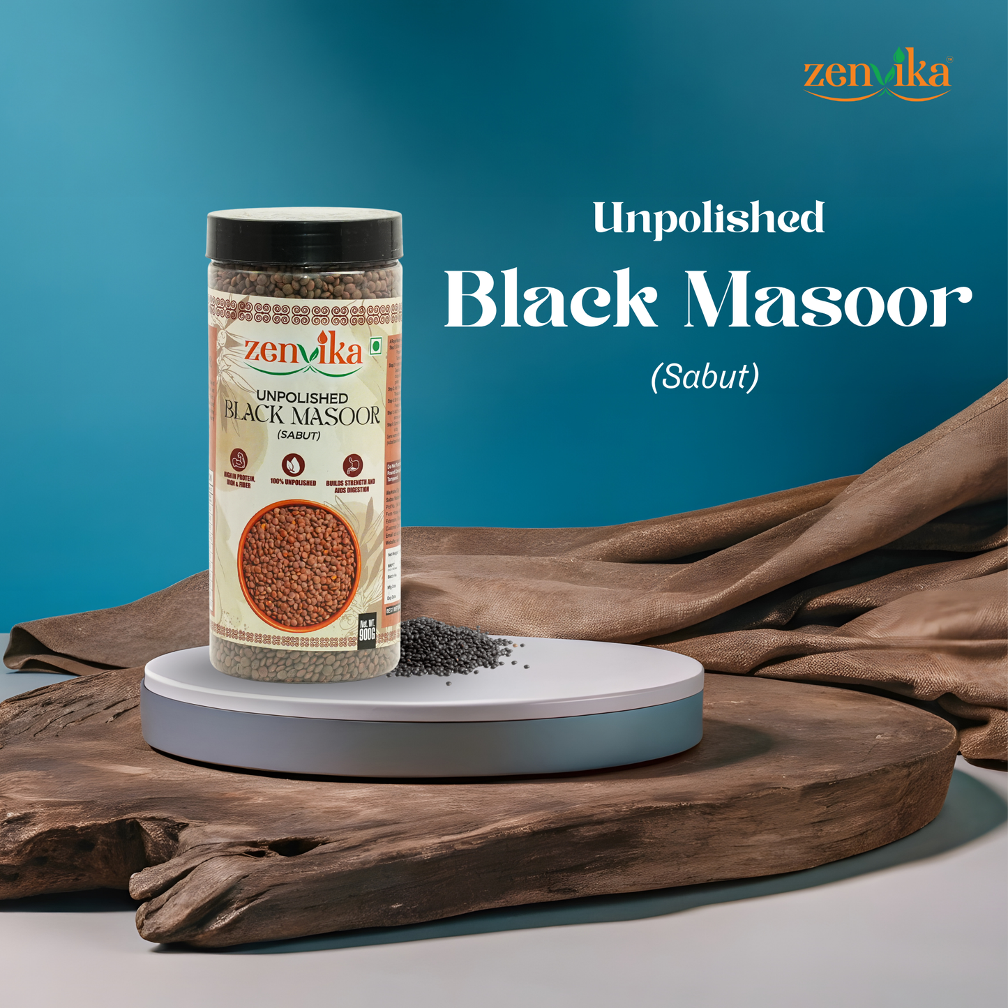 Unpolished Black Masoor Sabut-900 GM