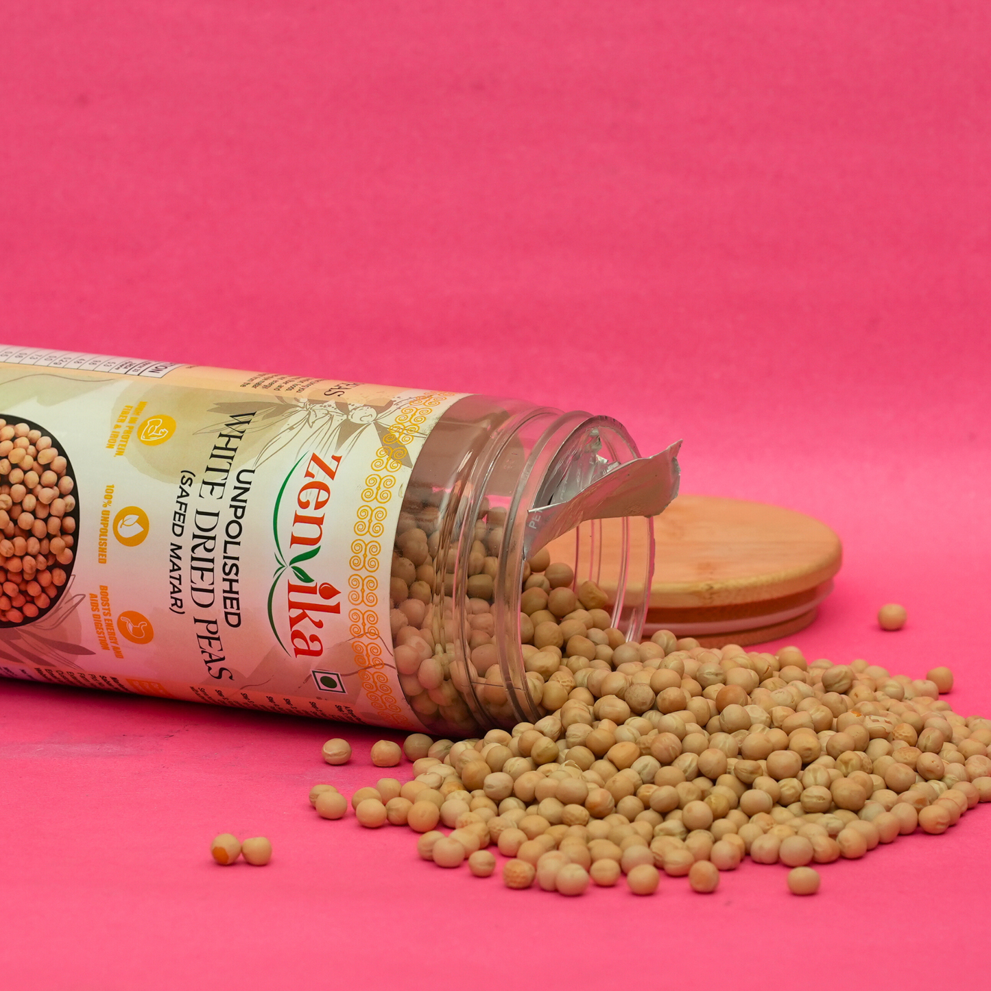 Unpolished White Dried Peas (Safed Matar)- 900 gm