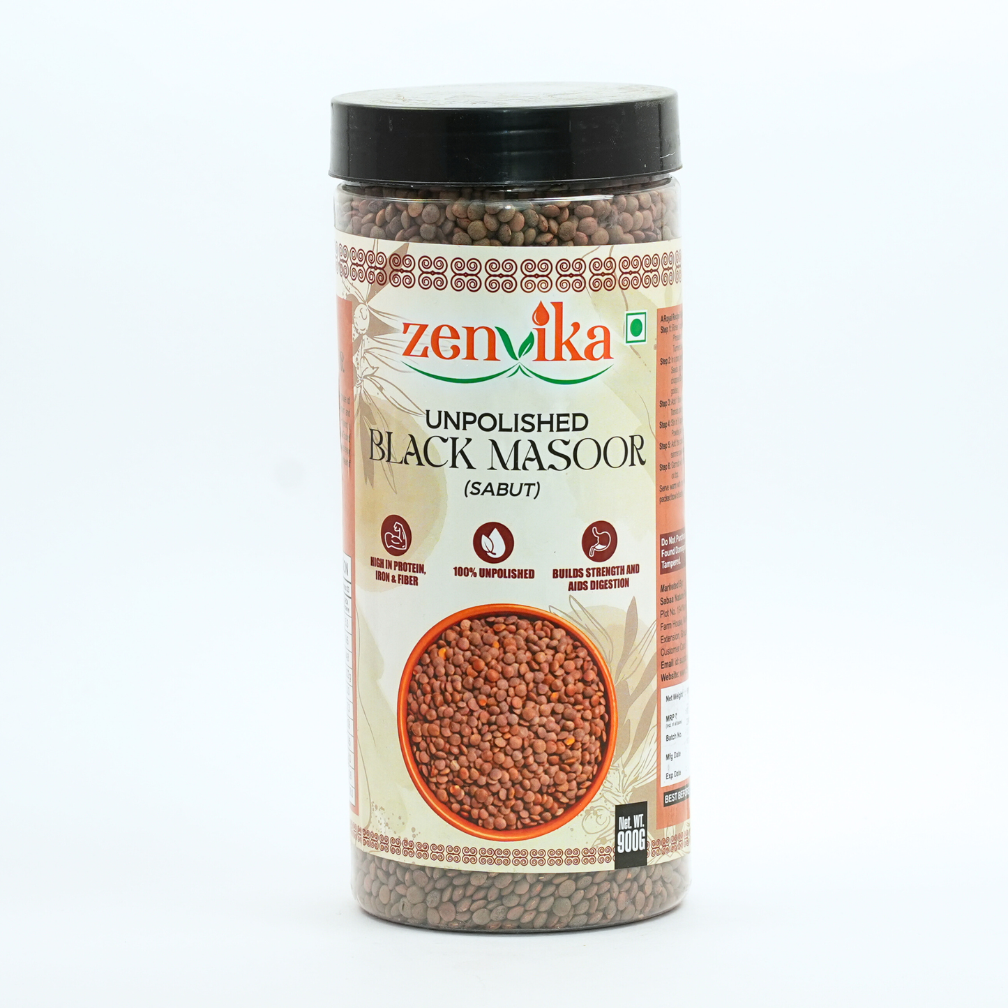 Unpolished Black Masoor Sabut-900 GM